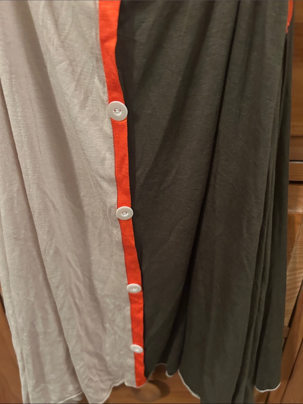 BiBi Colorblock Button Tank in Olive, Cream & orange - Picture 3 of 3